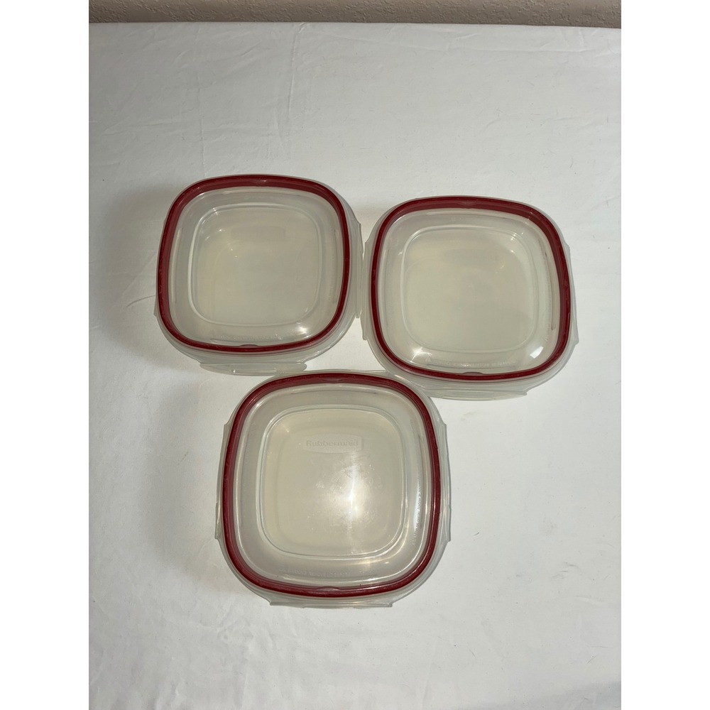 Rubbermaid Easy Find Lids 3 Cup 710mL Containers Red Lids Lot of 3